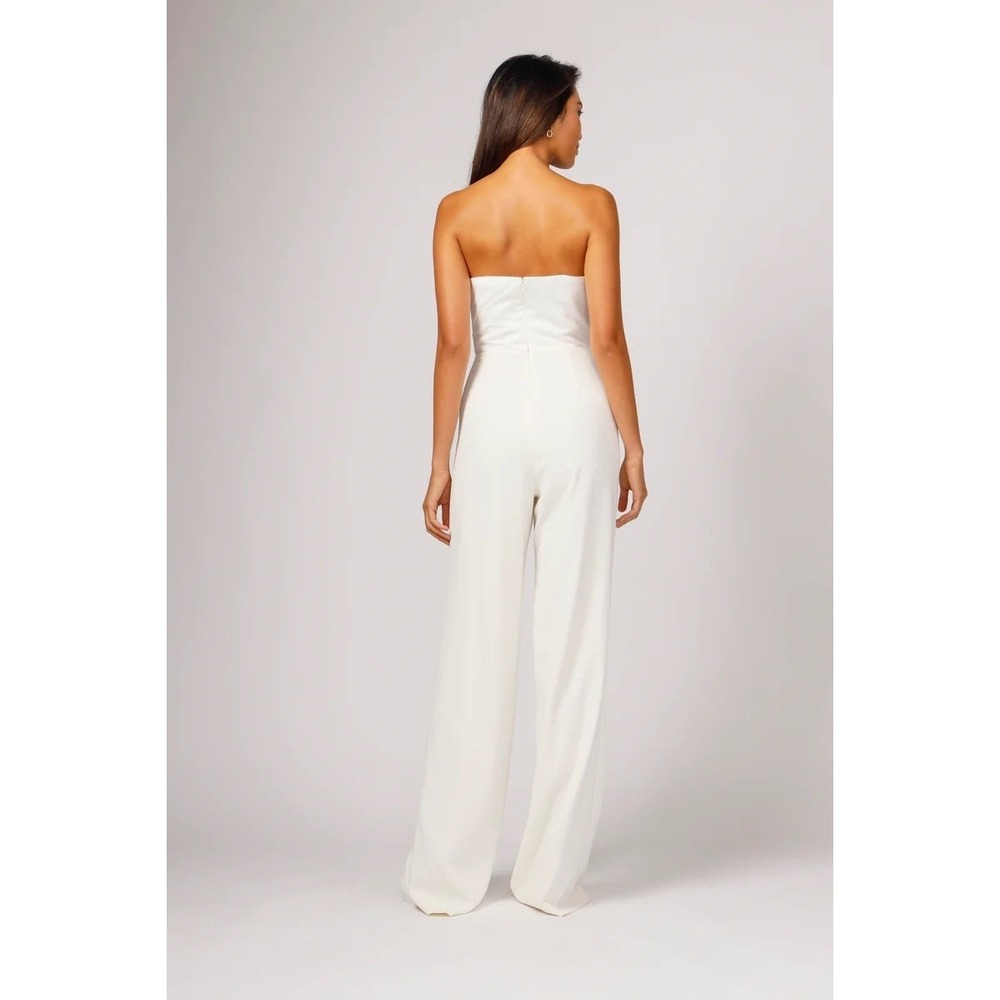 Jay Godfrey Dawson Strapless Satin Wide Leg Jumpsuit Diamond White (2) CLEARANCE - Picture 5 of 6